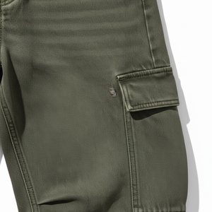 Pantalones Cargo de Lona Verde Oliva de Cintura Alta para Hombre, de Alta Calidad, con Múltiples Bolsillos, Estilo Workwear, Transpirables, de Peso Medio y Corte Recto - Product Image 3