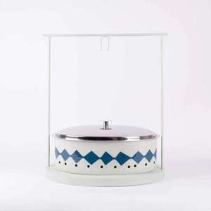 Luxury Round Casserole Server – Stainless Steel <b>Buffet</b> Food <b>Warmer</b> with Red Beaded Design & Decorative Globe Lid - Product Image 6