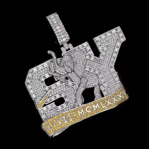 Iced Out Moissanite <b>Pendant</b> 925 <b>Silver</b> Themed Letter Charm Animal Design Luxury Hip Hop Jewelry Custom <b>Initial</b> Letter <b>Pendant</b> - Product Image 1