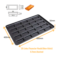 ATLAS STAR Moule à gâteau financier carré antiadhésif en aluminium à 25 cavités 600x400x35mm Noir Compatible four