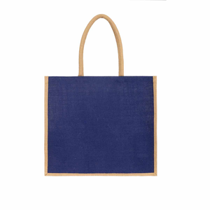 Bolsa de Yute Mediana Azul Marino con Patrón Geométrico, Cierre de Cremallera, Asa Superior, Bolsa de Compras para Supermercado, Ecológica para Exteriores - Product Image 1