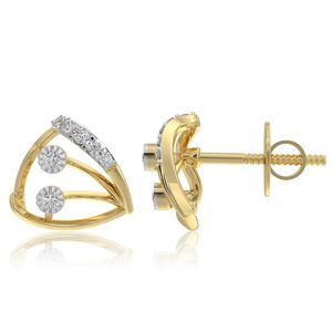 Boucles d'oreilles clous géométriques triangulaires en or jaune avec diamant de laboratoire et monture ouverte - Product Image 3