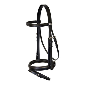 Harnais de cheval en cuir noir avec boucles métalliques et sangles réglables pour l'équitation et l'entraînement - Product Image 1