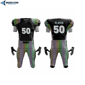Uniforme de football américain en tissu Spandex/Polyester, protection UV (UPF 50), évacuation de l'humidité, séchage rapide, respirant, manches courtes - Product Image 6