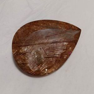 Piedra Preciosa de Cuarzo Rutilado Rojo Natural de Alta Calidad, Facetada en Forma de Pera, con Punta de Cristal en el Interior - Product Image 5