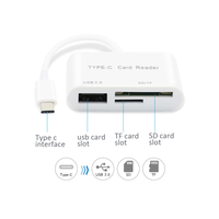 Adaptador OTG 3 en 1 USB 2,0 Adaptador de lector de tarjetas SD Cable tipo C Tarjeta SD TF Lector de tarjetas de memoria inteligente Conexión de cámara Laptop
