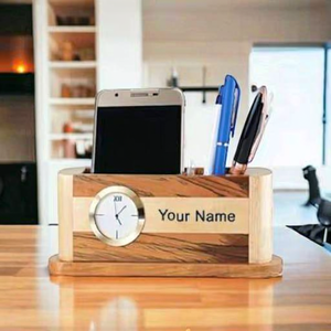 Classic Style Wooden Rectangle Desktop Multifunction Pen Holder Organizer Storage Box Wall Mount Ecowoodies at Best Price - Product Image 4