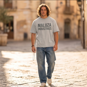 Street Fashion <b>Boxy</b> <b>T</b>-<b>Shirt</b> Men Heavyweight Woven Front Custom Brand Logo Print Oversized Casual - Product Image 5