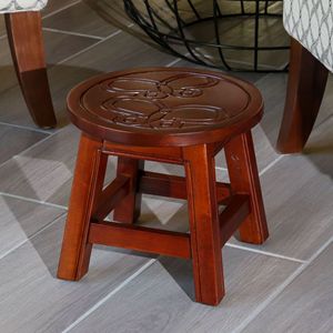 Carved Wooden <b>Step</b> <b>Stool</b> with Butterflies Kids' Furniture Cherry Color - Product Image 3