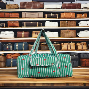 Bolsa de Lona de Algodón Ligera y Moderna, de Gran Capacidad, con Cierre de Cremallera, Estampado Floral, Acolchada a Máquina, Portátil, Deportiva - Product Image 1