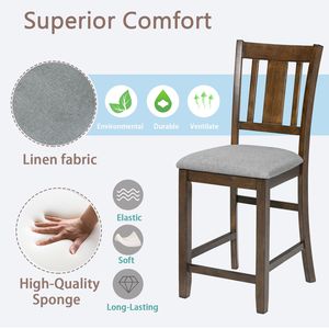 Set di 4 Sedie da Pranzo in Noce per Cucina con Seduta Imbottita - Product Image 5