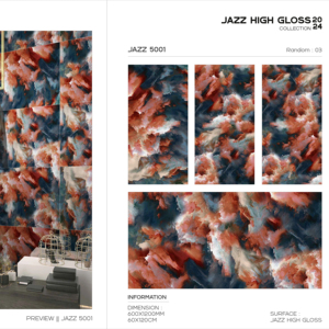 Azulejo de Porcelana de Alto Brillo Estilo Jazz de Lujo, Formato Grande 600x1200, Superficie Premium para Pared y Piso, Diseño Moderno para Interiores y Exteriores - Product Image 1