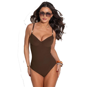 Factory Direct Sale Solid Color Women's <b>Swimdress</b> Custom Made Digital Printing Front Logo Spandex/Nylon High Quality Swim Suit - Product Image 4