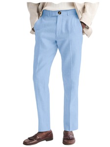 Pantalones de lino para hombre, corte recto, resistentes a las arrugas, ligeros, transpirables, con frente plano, informales, con cintura expandible para el verano - Product Image 4