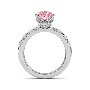 Exquisito Anillo de Compromiso de Oro Rosa de 10K con Diamantes Cultivados en Laboratorio de Corte Oval y Redondo, 3.66 CTW, para Mujer, Joyería Fina - Product Image 4