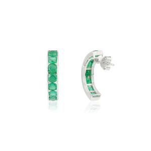 Clásicos Pendientes de Aro de Plata 925 con Ónix Verde, Engaste de Canal, Joyería para Uso Diario de Mujer, Precio al por Mayor - Product Image 5
