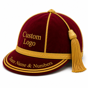 Casquettes de sport formelles en velours personnalisées en gros avec pompon doré et logo brodé, circonférence de tête réglable pour le football - Product Image 6
