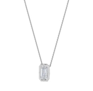Breathtaking 9K Rose Gold <b>Emerald</b> Cut Bezel Lab Grown Diamond Solitaire <b>Pendant</b> 1.52 CTW - Product Image 4