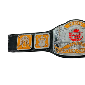 Ceinture de championnat du monde des équipes de la WWF - Ceinture sportive argentée personnalisable avec détails orange - Article de collection haut de gamme - Product Image 4