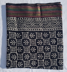 Hand Block Print Zari Border Leaf Pattern Beach Cover Women Boho Wrap Indian <b>Sarong</b> Lightweight Wholesale Resort Wear - Product Image 1