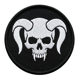 Parches termoadhesivos personalizados al por mayor con diseño de esqueleto y tórax, circulares, negros, de sarga, para coser, bordados a máquina, insignias para ropa - Product Image 4