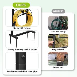 Soporte de suelo resistente negro para mangueras de agua, 40 cm de profundidad x 20 cm de ancho x 100 cm de altura, organizador de almacenamiento para mangueras de jardín y patios - Product Image 5