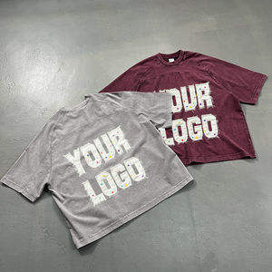 เสื้อยืดโอเวอร์ไซส์พิมพ์ลายโลโก้ตามสั่ง สไตล์สตรีทแวร์วินเทจ ล้างสีแบบแอซิดวอช ผ้าฝ้ายทรงหลวม แขนสั้น แฟชั่นลำลองสำหรับผู้ชาย - Product Image 4