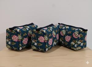 Ensemble de trousses de toilette pliables en coton matelassé imperméable à trois couches, trois tailles, pour le rangement de cosmétiques, de bijoux et de produits de toilette en voyage - Product Image 4