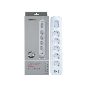 Regleta de enchufes de 5 tomas con 2 USB y 1 puerto TYPE-C, cargadores para el hogar/oficina, serie NOVA, 2m, enchufe europeo, cable de extensión para mesa, gran venta. - Product Image 5