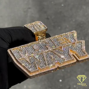 Collier pendentif personnalisé de haute qualité, entièrement serti de pierres, bijoux de luxe tendance hip-hop - Product Image 3