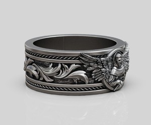 Bague audacieuse Saint Michel Ange Guerrier en argent sterling 925, style antique, pour homme et femme, bijoux de fête - Product Image 2