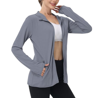 <b>Women</b> <b>Lightweight</b> Cropped Hooded Racer <b>Jacket</b> Zip Up Long Sleeve Windproof Solid Color Outerwear for <b>Summer</b> Casual Wear - Product Image 5