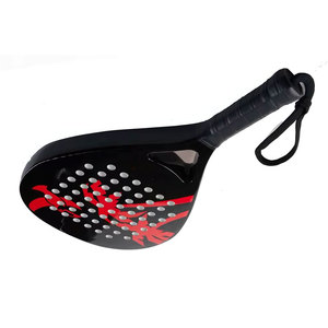 Raquette de paddle avec motif palmier noir et rouge, avec grip et sangle de poignet - Product Image 4