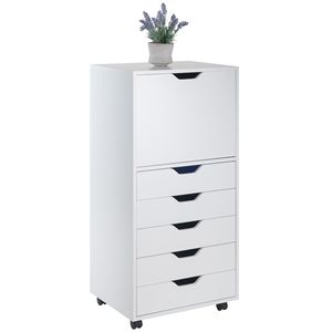 Halifax 5-<b>Drawer</b> <b>Tall</b> White <b>Storage</b> Cabinet Elegant Organizer - Product Image 6