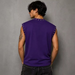 Camiseta sin mangas con estampado gráfico DTG personalizado, con pedrería, estilo urbano, unisex, a la moda, OEM, al por mayor - Product Image 3