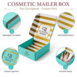 Boîtes d'expédition en carton ondulé de luxe haut de gamme, impression couleur personnalisée, logo privé, boîtes d'expédition pour cosmétiques et soins de la peau par QJ Custom Boxes - Product Image 1