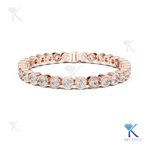 Elegant Bezel Set 4.00MM Lab Grown Round Brilliant Cut Diamond Tennis <b>Bracelet</b> 14K 18K <b>Solid</b> Gold Fine Unisex Luxury Jewelry - Product Image 5