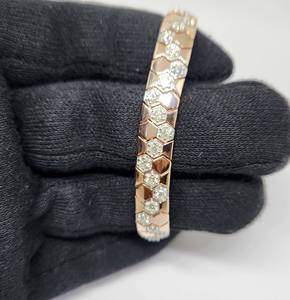 Elegante Pulsera de Tenis con Patrón de Panal de Abeja en Oro de 14K, Adornada con Diamantes VS Cultivados en Laboratorio con Certificación IGI, para Hombres y Mujeres - Product Image 6