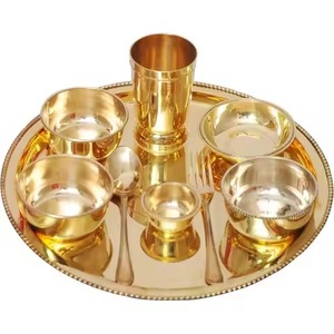 Service de table traditionnel indien en laiton de designer – Assiettes, bols, cuillères, tasses – Vaisselle en gros pour hôtels et restaurants - Product Image 5