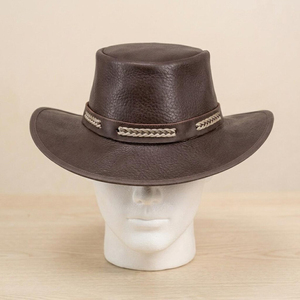 Sombrero de Vaquero de Cuero Marrón, de Ala Ancha, Unisex, para Uso en Exteriores en las Cuatro Estaciones - Product Image 5