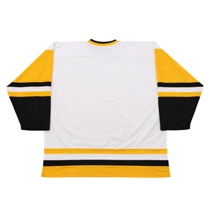 Maillot de hockey sur glace personnalisé blanc, jaune et noir, sublimation, uniforme de hockey professionnel, respirant, pour homme, à manches courtes, anti-humidité - Product Image 2