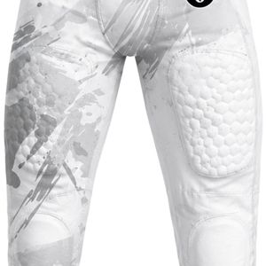 White & Light Gray American Football Jersey Set with Matching <b>Compression</b> Padded Shorts for Practice and Competition - Product Image 5