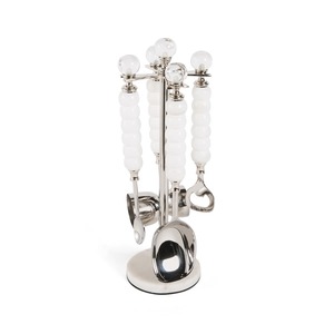 Elegante juego de herramientas para cócteles con diseño de cuentas y acabado plateado, con soporte para la preparación de eventos y decoración de barra, procedente de la India. - Product Image 1