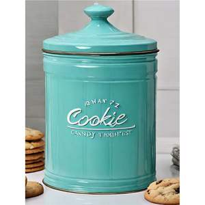 Wholesale Vintage Metal Biscuit Tin Grey <b>Kitchen</b> <b>Storage</b> Container Airtight Food Jar with Handle Cookie Box for Home Decor Jars - Product Image 5
