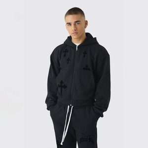 OEM Heavyweight Oversized Puff Printed Zipper Hoodie Unisex Polyester/Cotton French Terry Custom Logo Zip Hoodies Men - Product Image 1