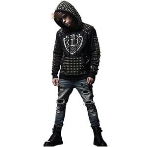 Sweats à capuche légers pour hommes de la meilleure qualité 100% coton avec strass et clous fabriqués en bon matériau - Product Image 1