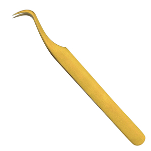 Pince à épiler anti-magnétique en acier inoxydable 10 mm à pointe en fibre pour extensions de cils, fixation forte, marque privée, noir et or - Product Image 3