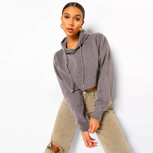 Hoodie personnalisable surdimensionné en coton molletonné délavé à l'acide, doublure écologique, pour femme, collection automne, par un fabricant de vêtements de luxe - Product Image 5