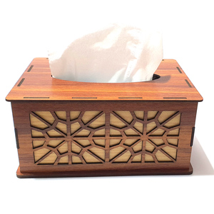 Boîte à mouchoirs décorative en bois découpée au laser avec logo personnalisé, rectangulaire, pour la maison et l'hôtel - Product Image 1