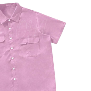 Camisa de Manga Corta Rosa con Logotipo Personalizado, 100% Algodón, Transpirable, Corte Holgado, Estilo Casual y Moderno, con Botones, para Hombre y Mujer, Calidad Garantizada - Product Image 6